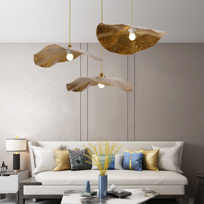 Carins Natural Lotus Leaf Metal Pendant Light