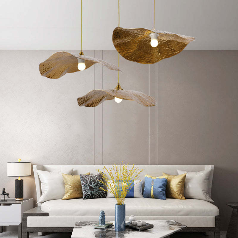 Carins Natural Lotus Leaf Metal Pendant Light