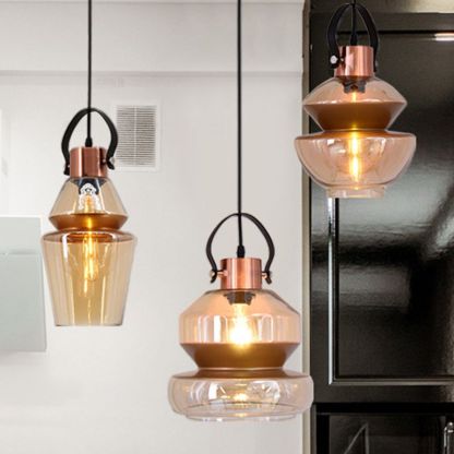 Alessio Pendant Lights - Amber Glass Chandelier
