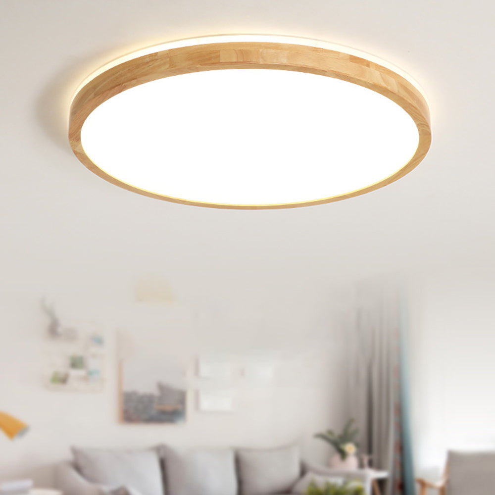 Ozawa Round Wood Flush Mount Ceiling Light