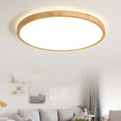 Ozawa Round Wood Flush Mount Ceiling Light