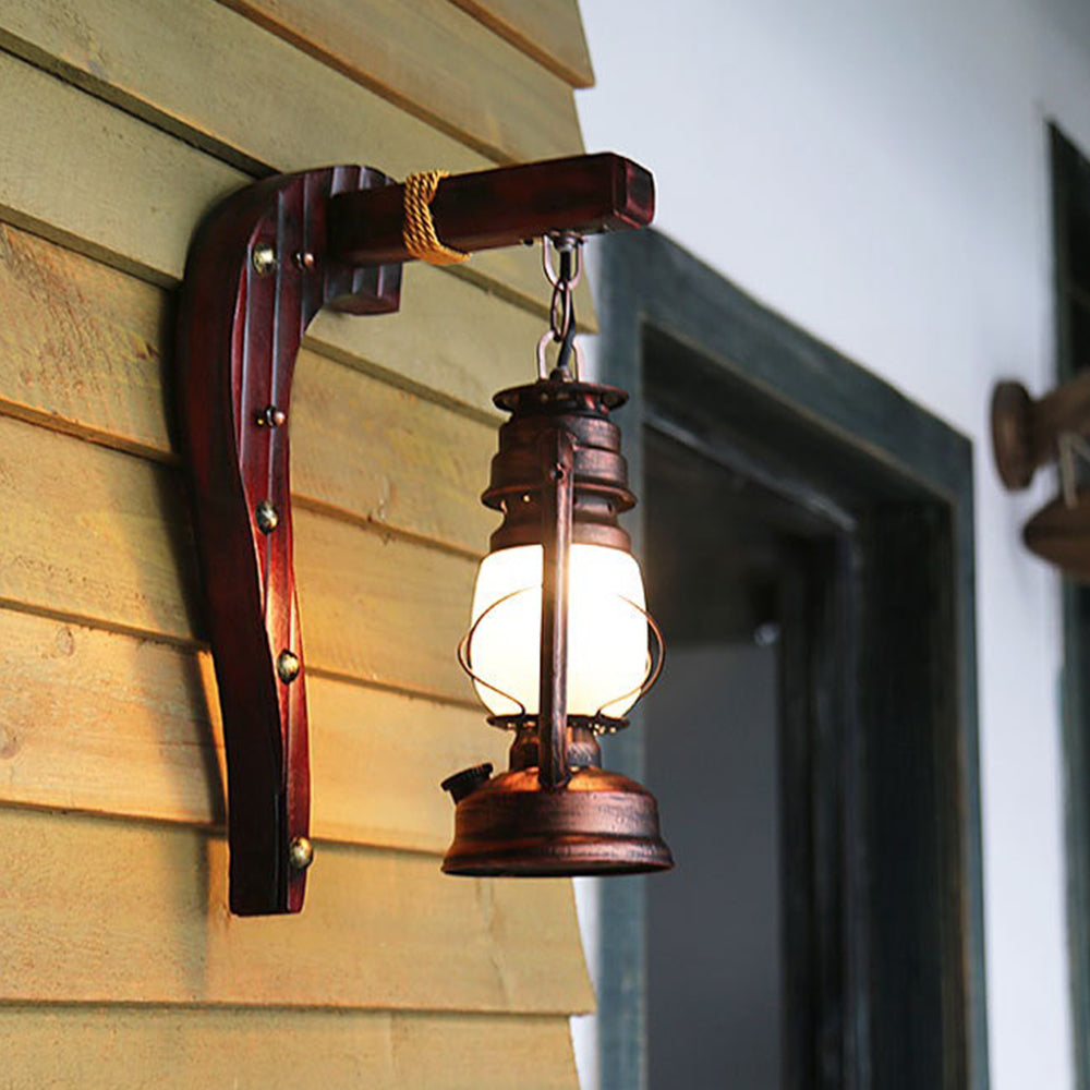 Austin Wall Lamp - Retro Arc Lampholder Wood Bedroom Lighting