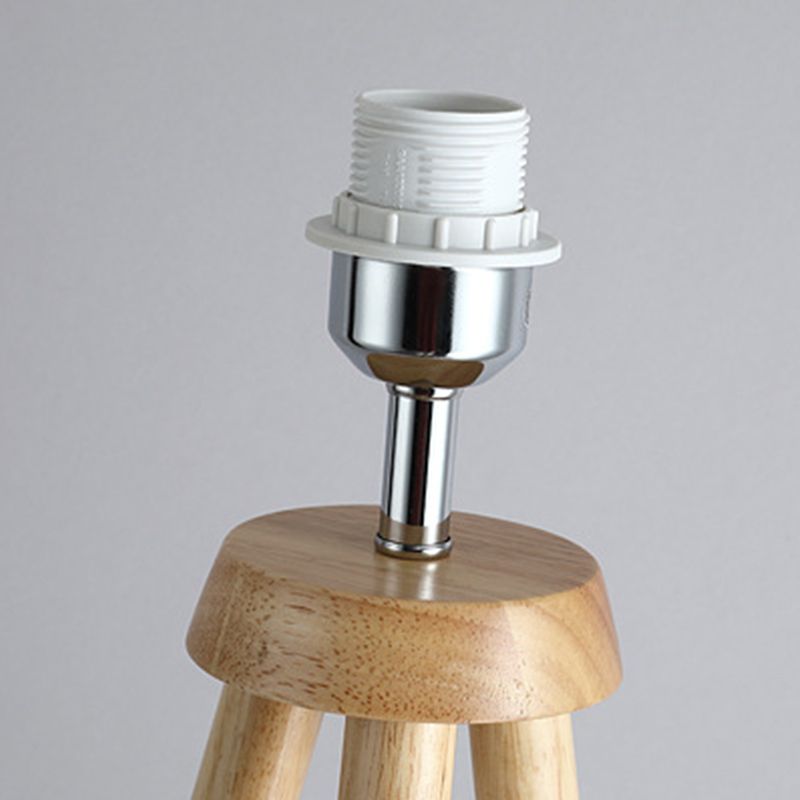 Muto Modern Cylinder Wood Fabric Floor Lamp, White/Beige