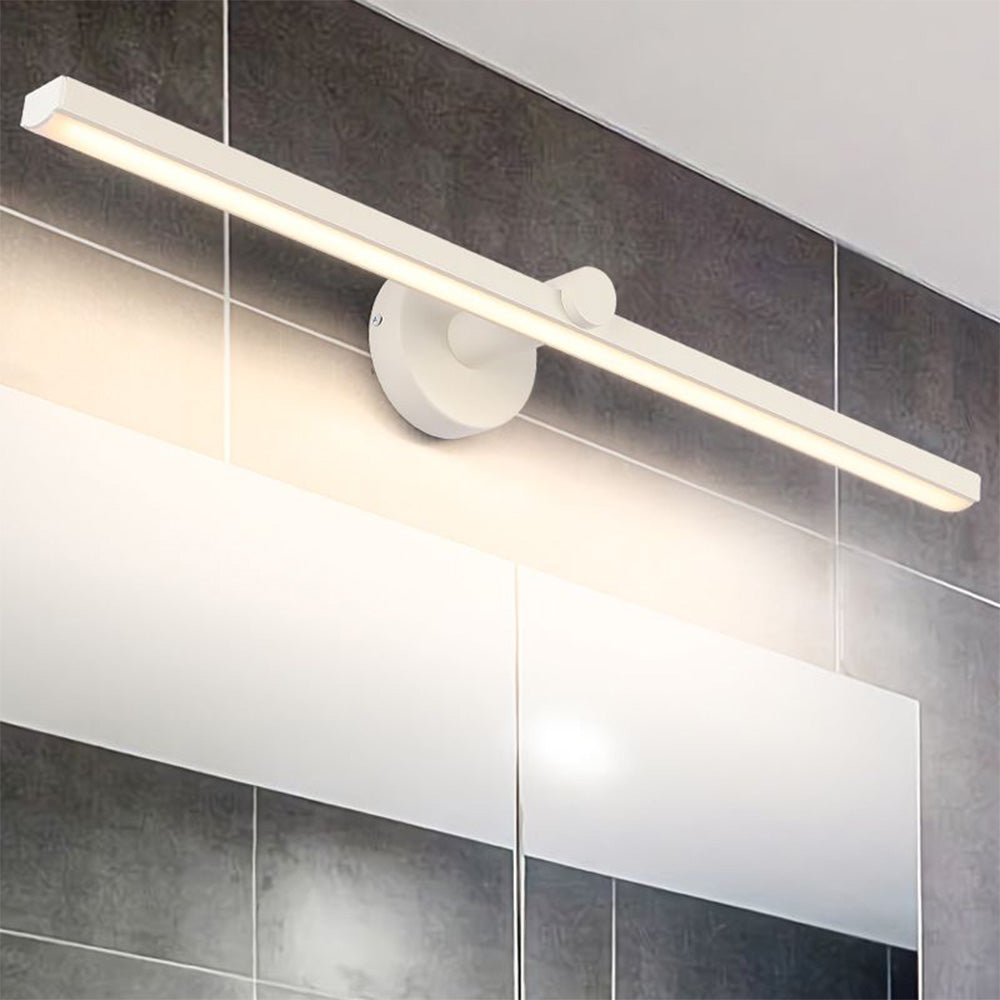 Leigh Minimalist Linear Acrylic Mirror Front Wall Lamp, White
