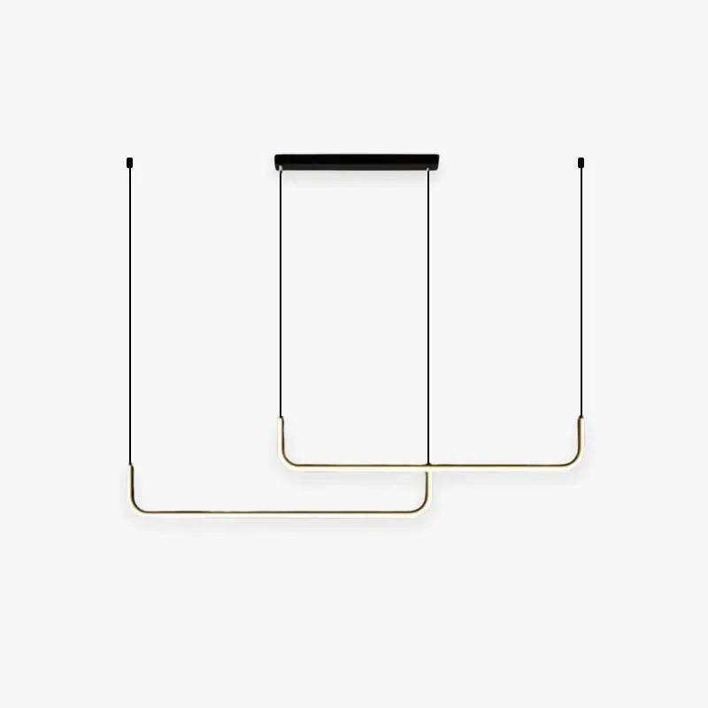 Edge Modern Linear Pendant Light Double Frame, Black/Gold