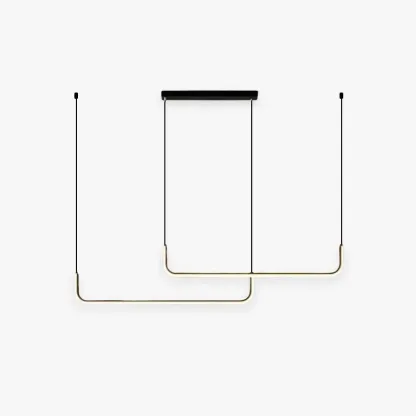 Edge Modern Linear Pendant Light Double Frame, Black/Gold