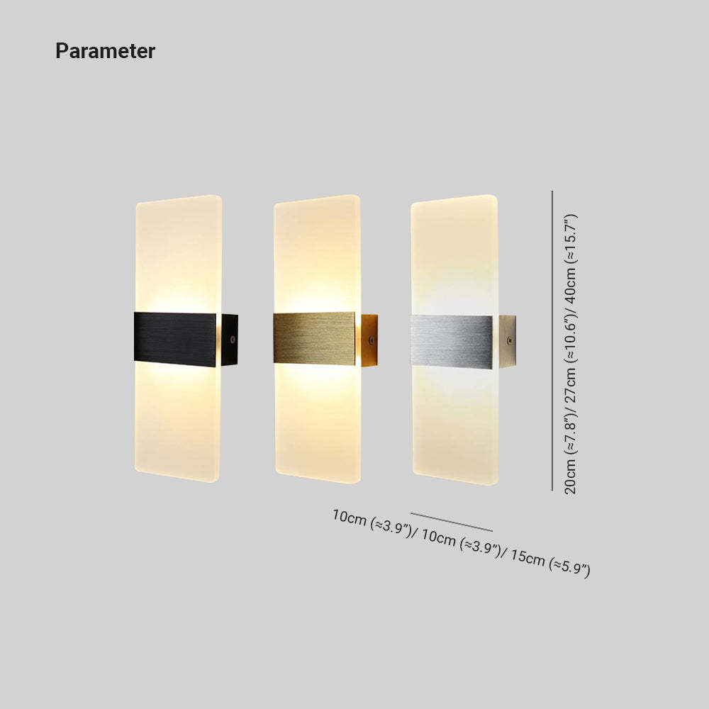 Chan Rectangular Wall Lamp, 3 Colour
