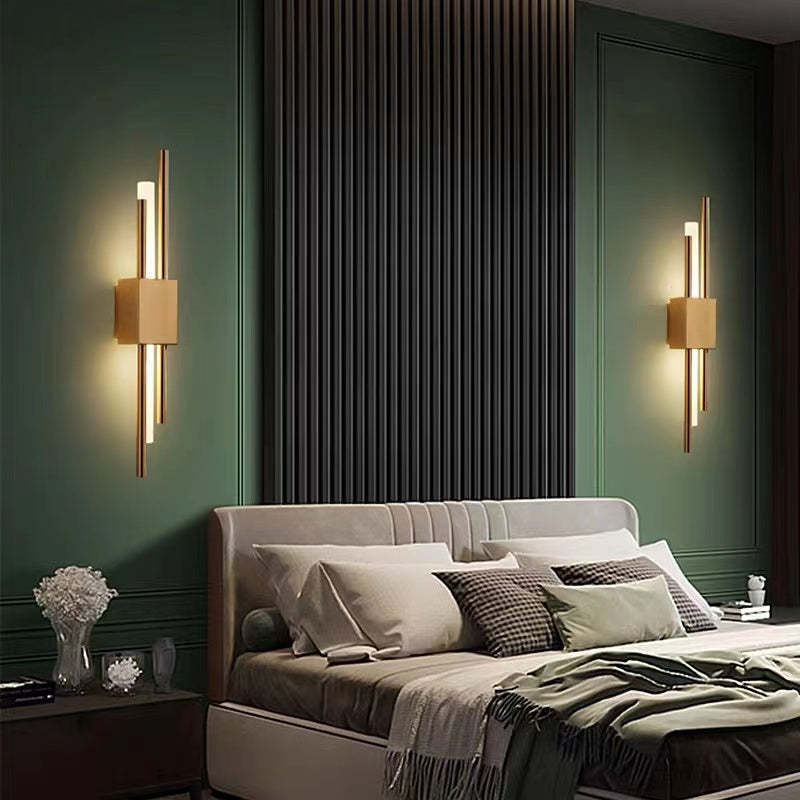 Alana Modern Metal/Marble LED Wall Lamp, Black/Gold/Green