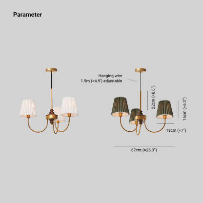 Eryn Modern Retro Metal/Fabric Chandelier, White/Green