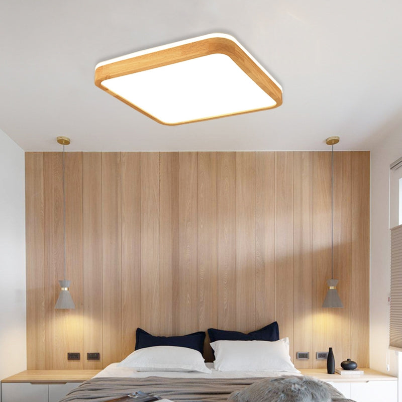 Ozawa wood flush mount ceiling light in bedroom