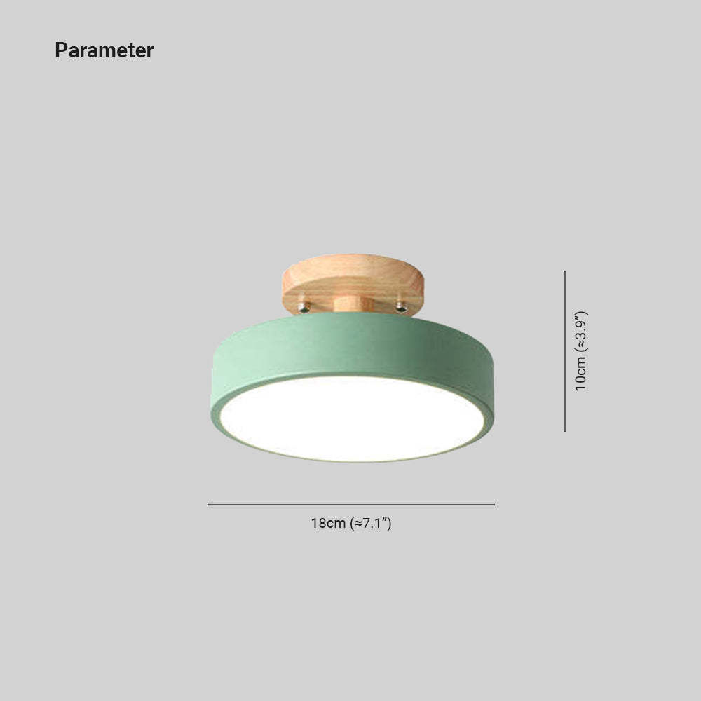 Quinn Round LED Flush Mount Ceiling Light Modern Wood/Acrylic