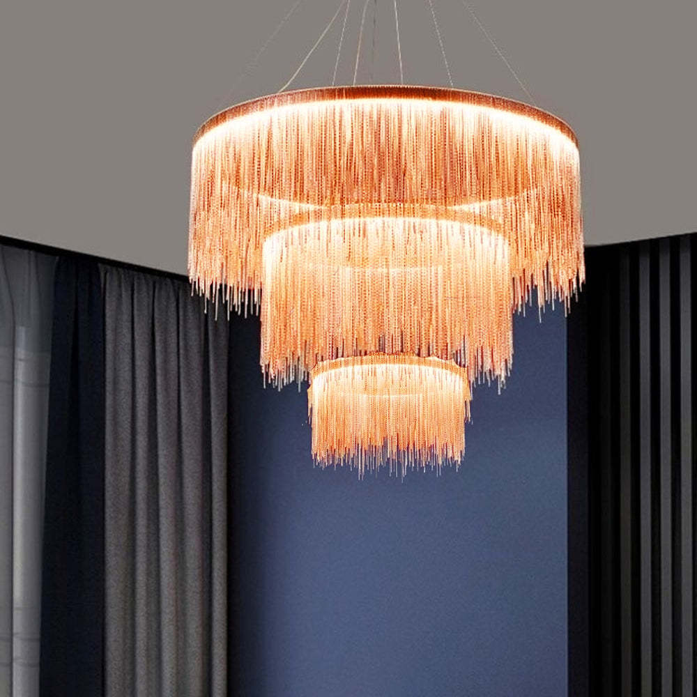 Arisha Colon Tassel Chain Art Deco Pendant Light Silver/Gold Living Room/Hall