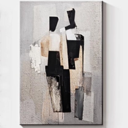 Portrait Black White 3D Oil Painting Canvas Wall Art Style D Entrance Living Room