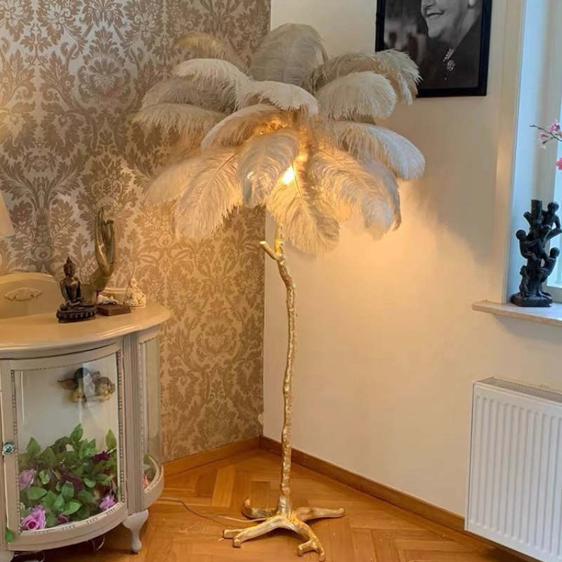 O'Moore Nordic Luxury Unique Ostrich Feather Floor Lamp/Table Lamp
