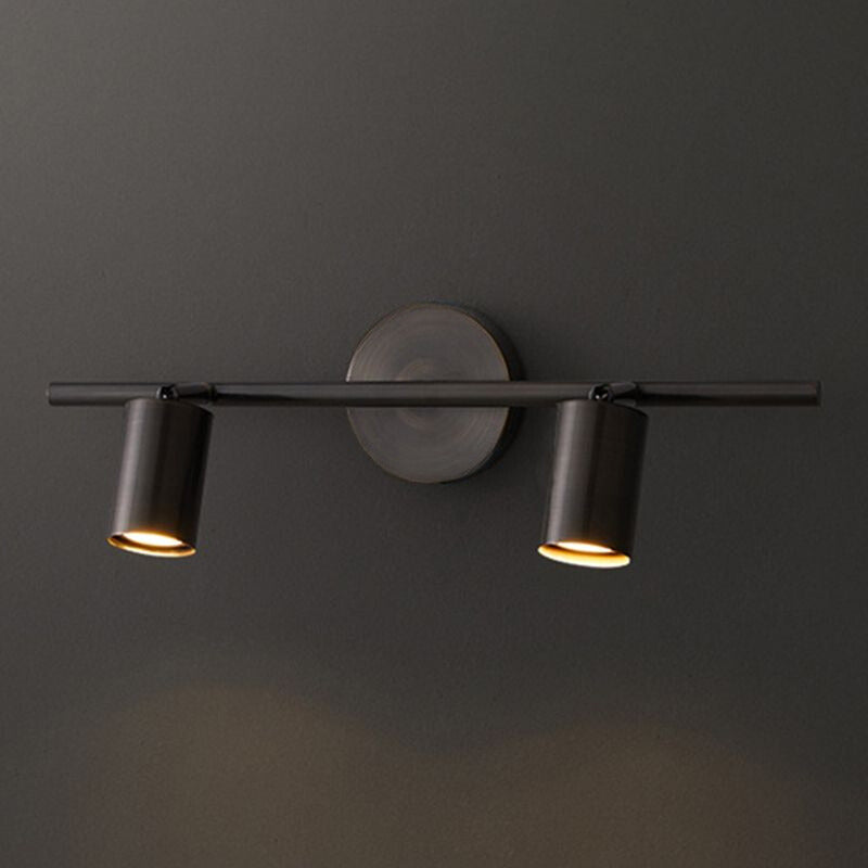 Freja Modern Cylinder Metal Wall Mounted Lamp, Black/Brass