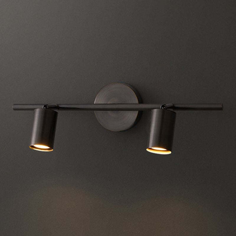 Freja Modern Cylinder Metal Wall Mounted Lamp, Black/Brass