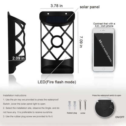 Sumait Waterproof LED Flickering Flame Solar Wall Lamp