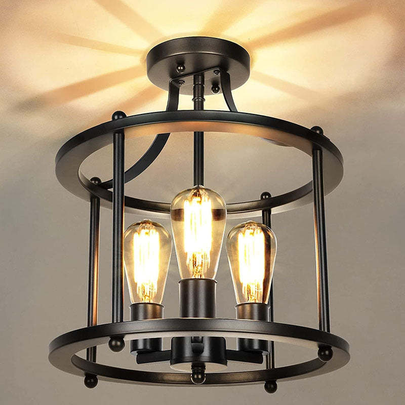 Ceiling Light Lantern Industrial, Metal, Black, Dining Room | Las Sola