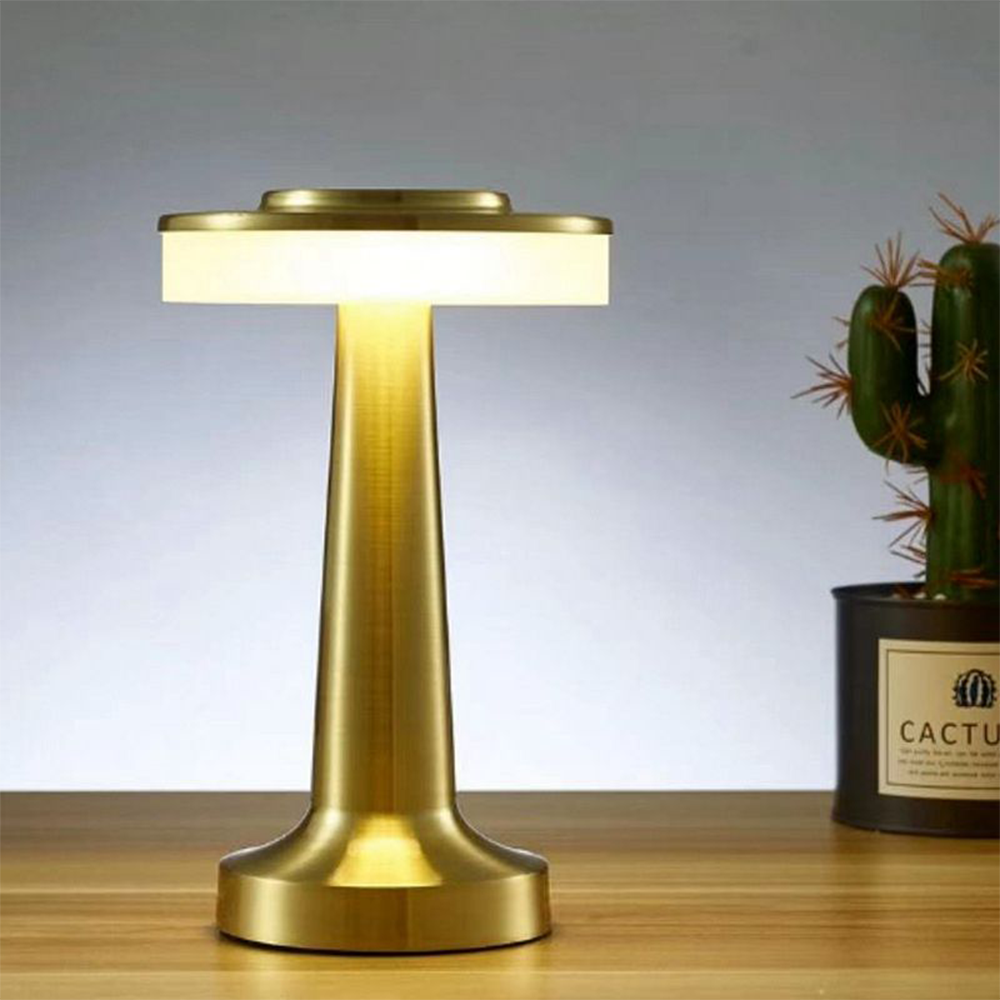Salgado Modern Mushroom Metal Table Lamp, Bronze/Gold/Silver