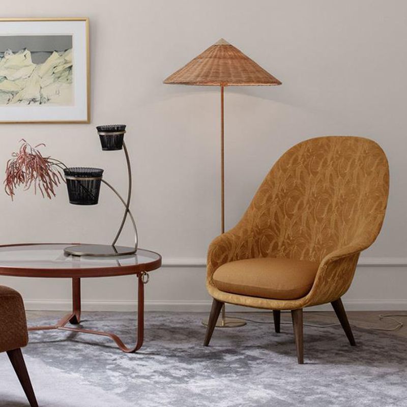 Muto Modern Metal Fabric Rattan Floor Lamp
