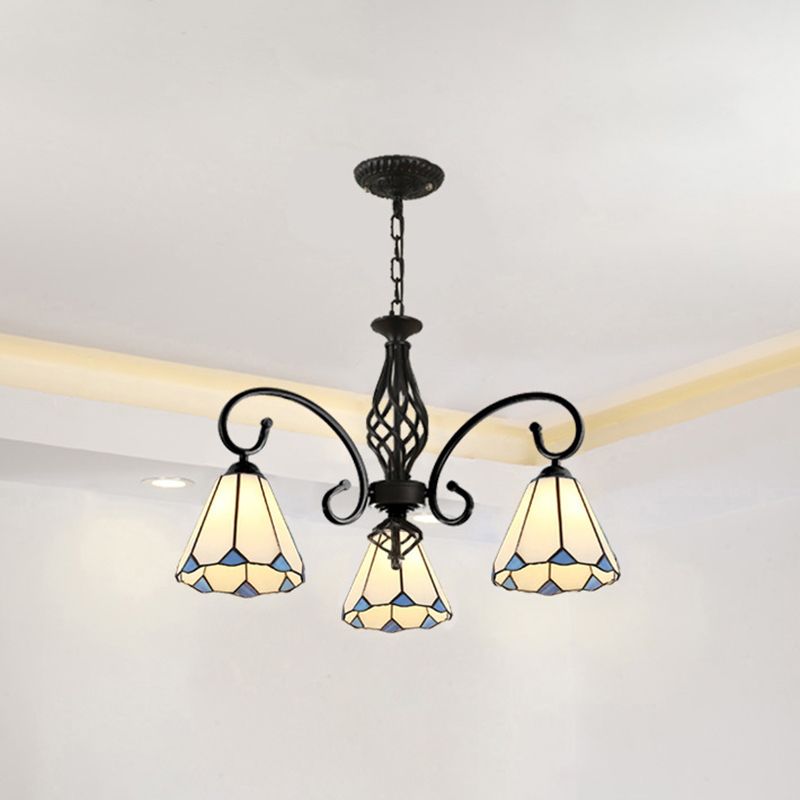 Silva Tiffany Mediterranean Branch Metal Chandelier