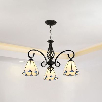 Silva Tiffany Mediterranean Branch Metal Chandelier