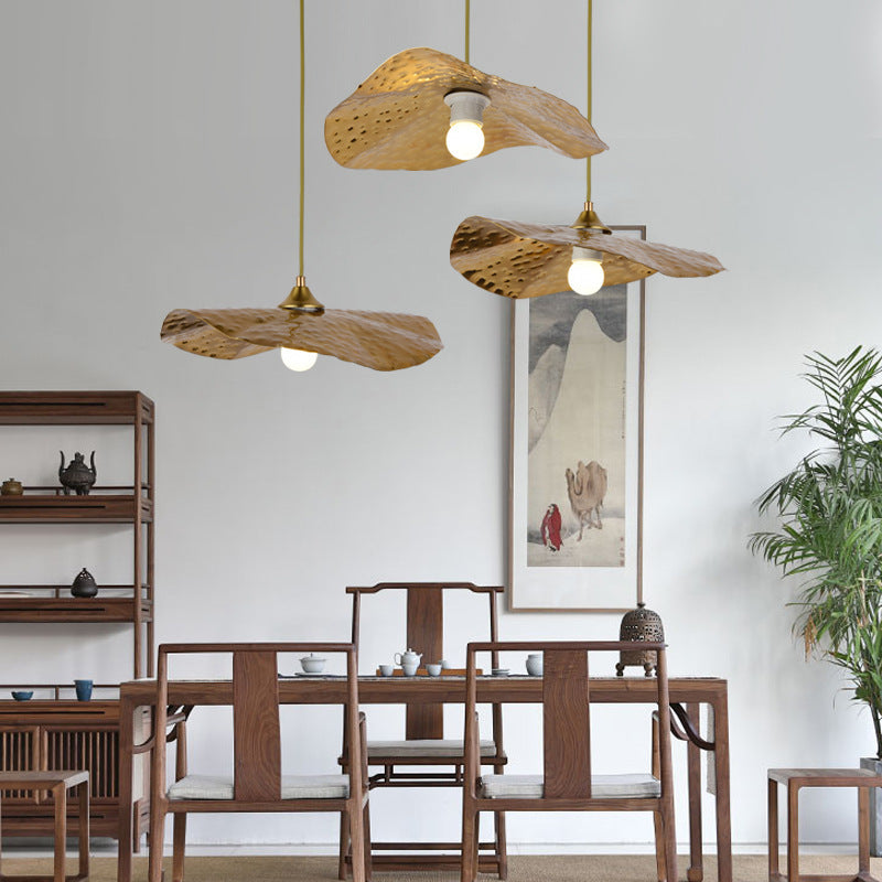 Carins Natural Lotus Leaf Metal Pendant Light