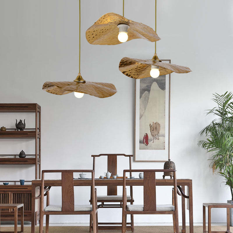Carins Natural Lotus Leaf Metal Pendant Light