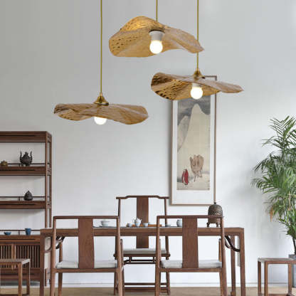 Carins Natural Lotus Leaf Metal Pendant Light