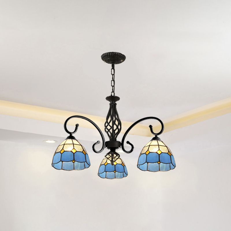 Silva Tiffany Mediterranean Branch Metal Chandelier