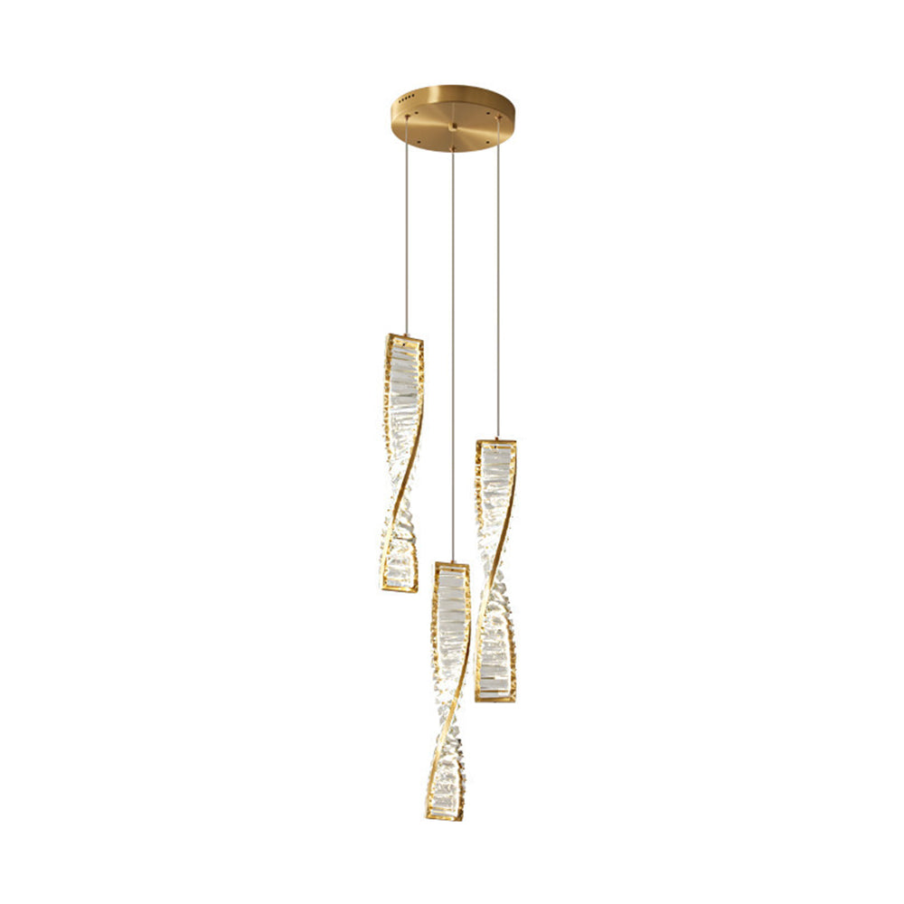 Marilyn Modern Spiral Strip Metal Pendant Light, Black/Gold