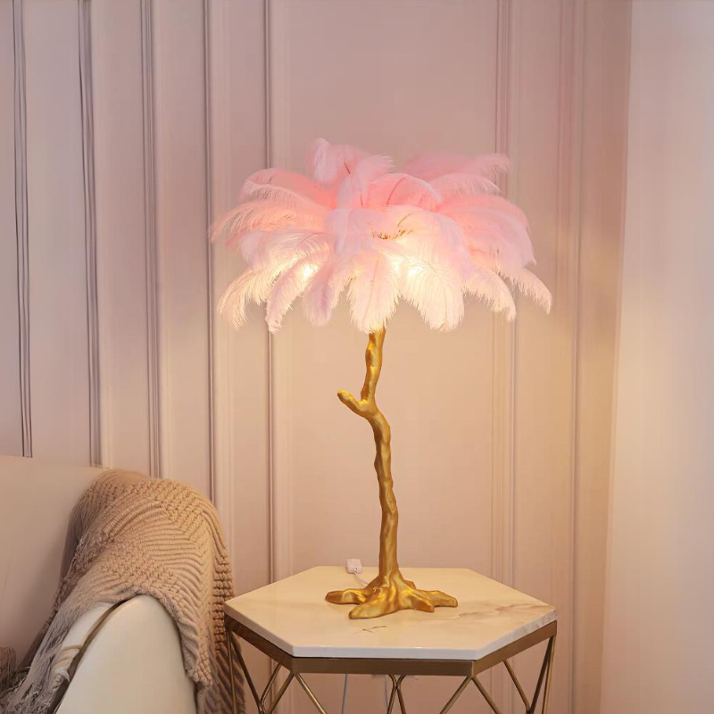 O'Moore Nordic Luxury Unique Ostrich Feather Floor Lamp/Table Lamp