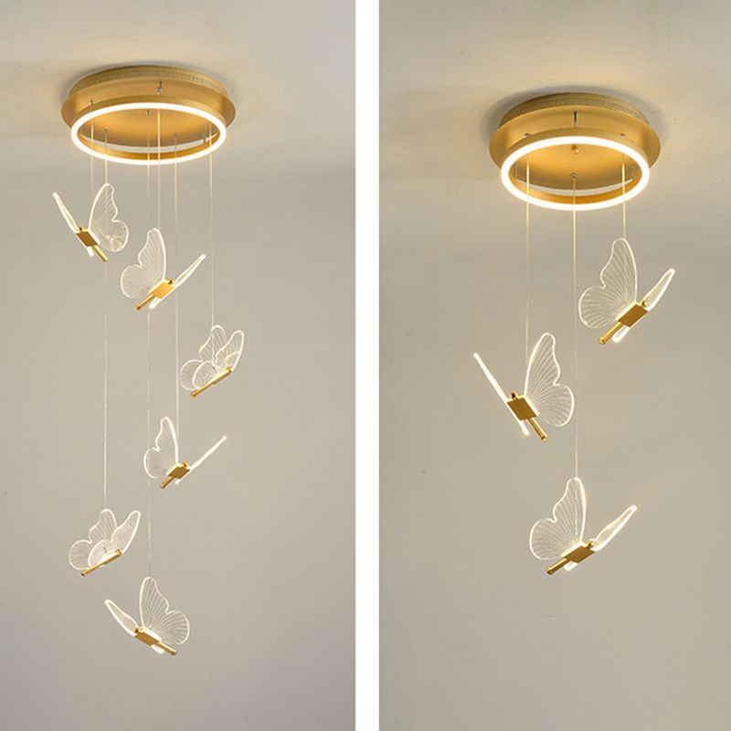 Olivia Pendant Light Butterfly Modern Luxury Metal Acrylic Corridor
