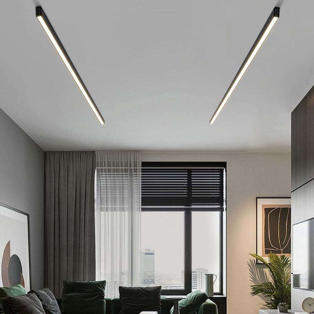 Modern LED Linear Black Metal Flush Mount Ceiling Light | Las Sola