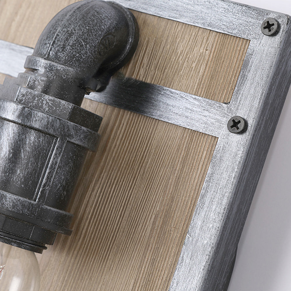 Alessio Vintage Industrial Wall Lamp - Wood and Metal