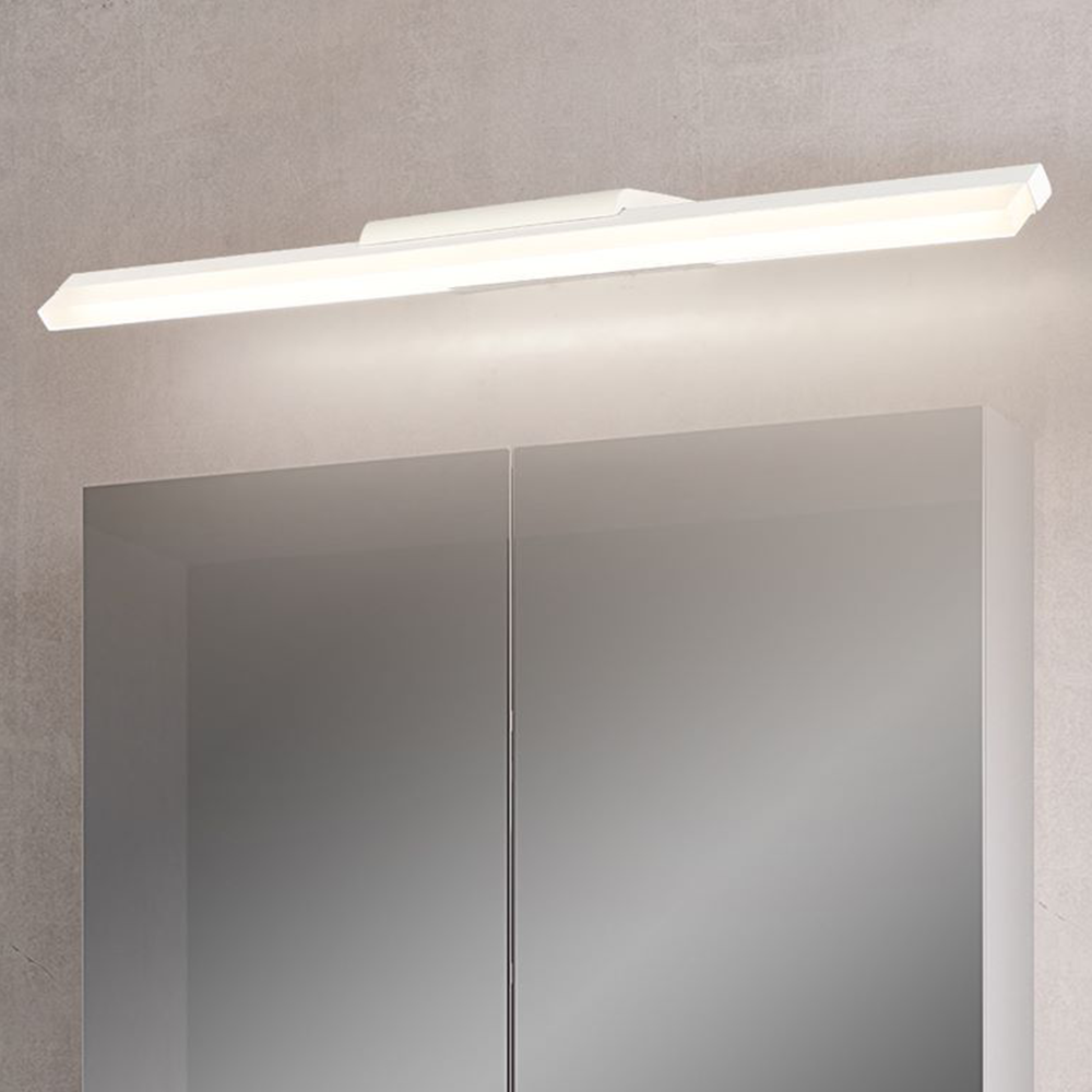 Leigh Minimalist Linear Metal/Acrylic Wall Lamp, White, Bathroom