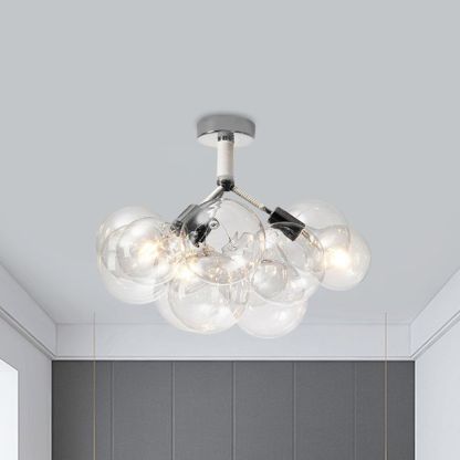 Modern glass globe ceiling light in a room setting