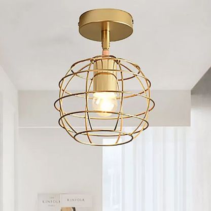 Herbert Semi Art Deco Globe Flush Mount Ceiling Light, Brass