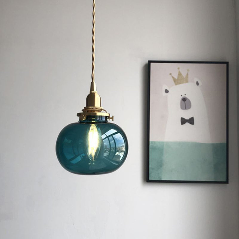 Hailie Retro Oval Glass Metal Pendant Light