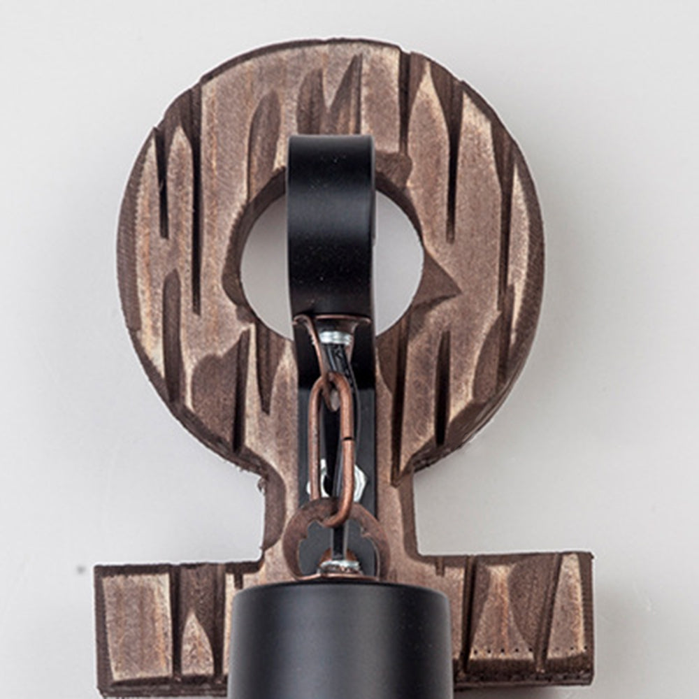 Alessio Vintage Anchor Wall Lamp: Rustic Wooden Lighting
