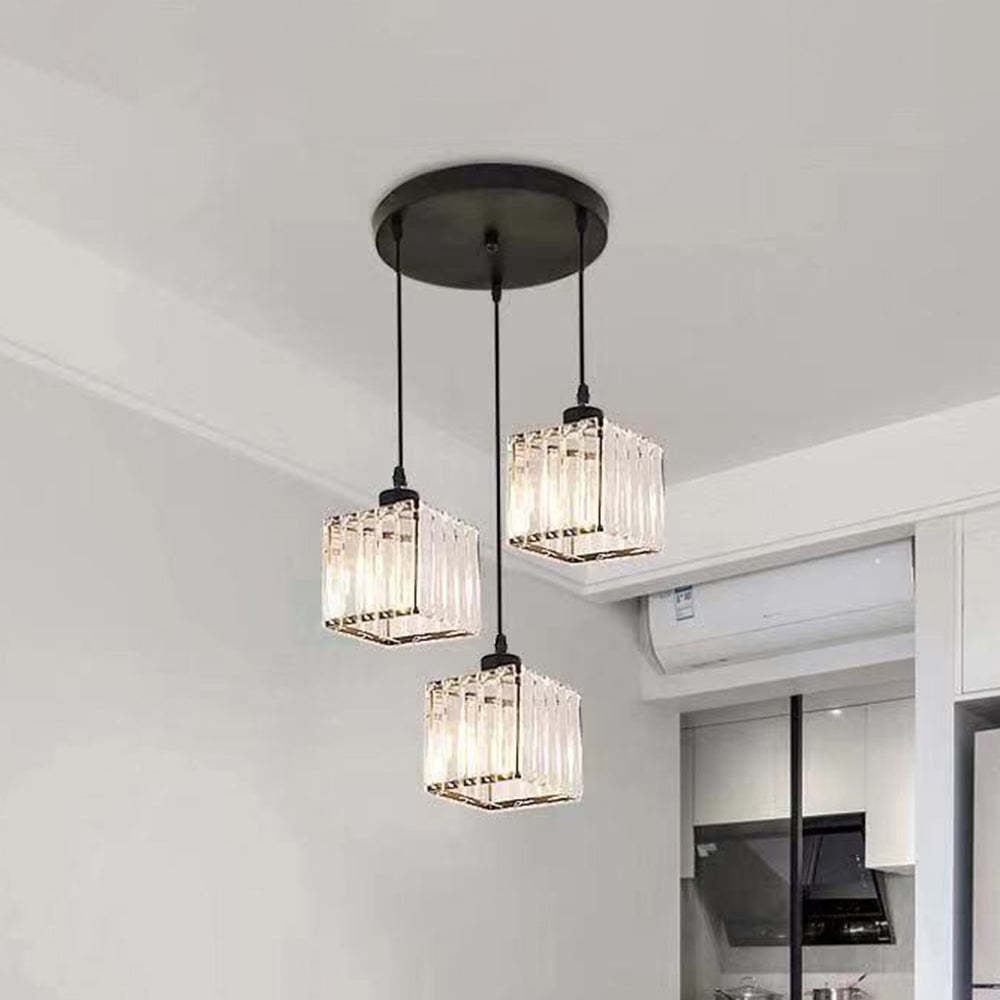 Herbert Modern Cluster Cylinder Glass Pendant Light, Black/Gold