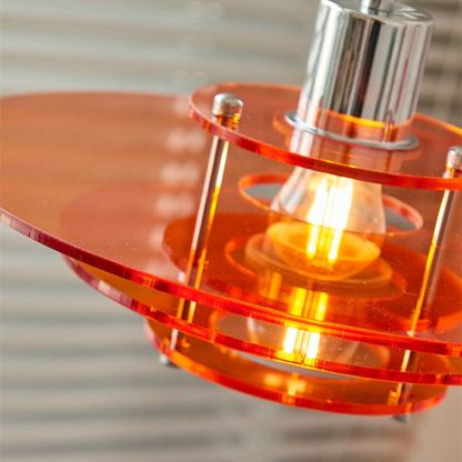 Orange acrylic Cairns pendant light fixture