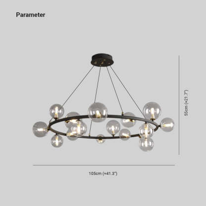 Valentina Modern Glass Globe Ring Chandelier, Gold/Black