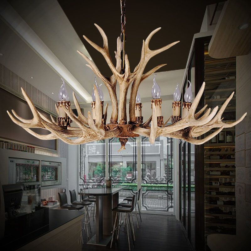Austin Retro Deer Antlers Candlelight Horn Resin Chandelier