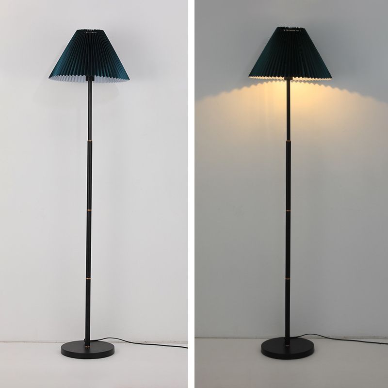 Ozawa Modern Pleated Metal Fabric Floor Lamp, White/Green/Apricot