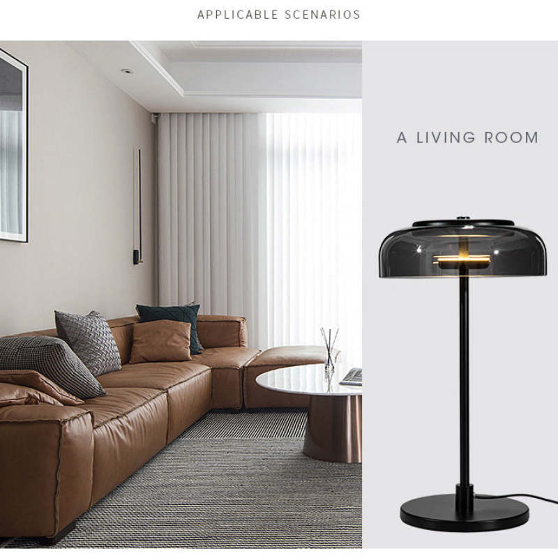Hailie Modern Umbrella Glass/Metal Table Lamp, Black
