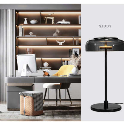 Hailie Modern Umbrella Glass/Metal Table Lamp, Black