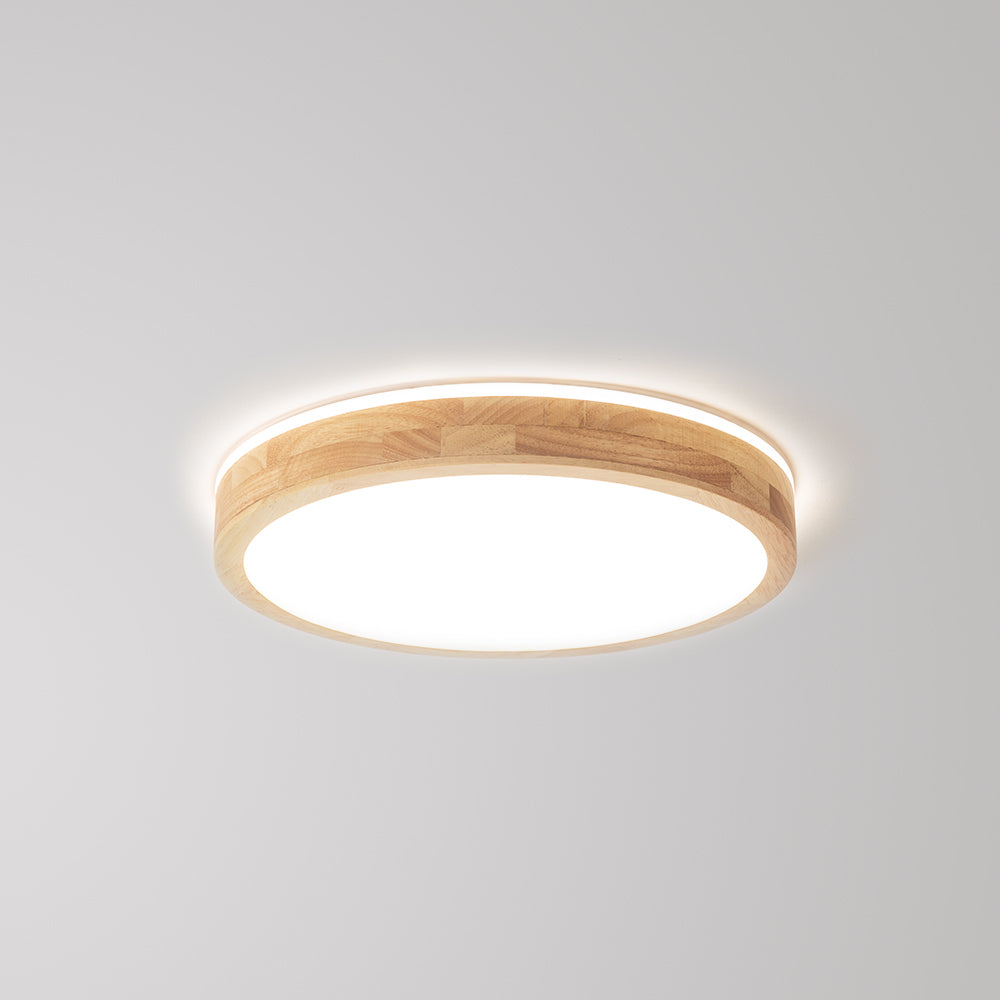 Ozawa wood flush mount ceiling light on white