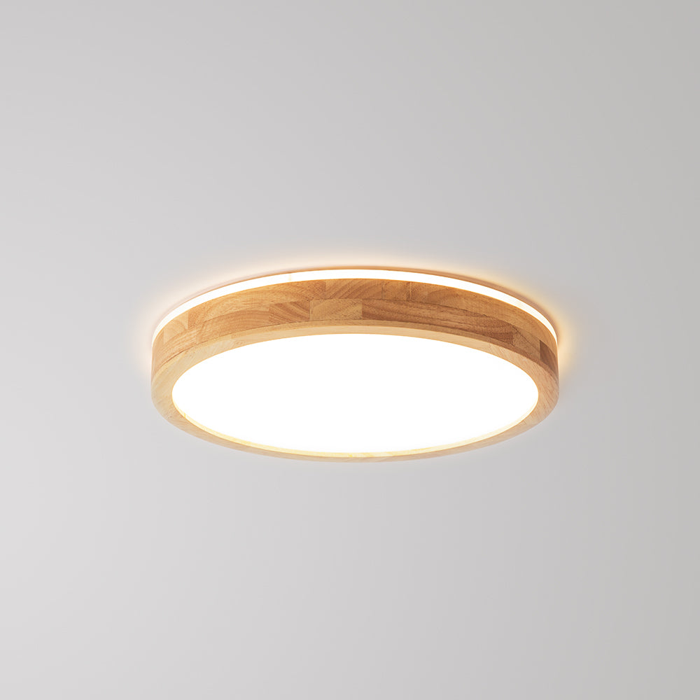 Ozawa wood flush mount ceiling light, round