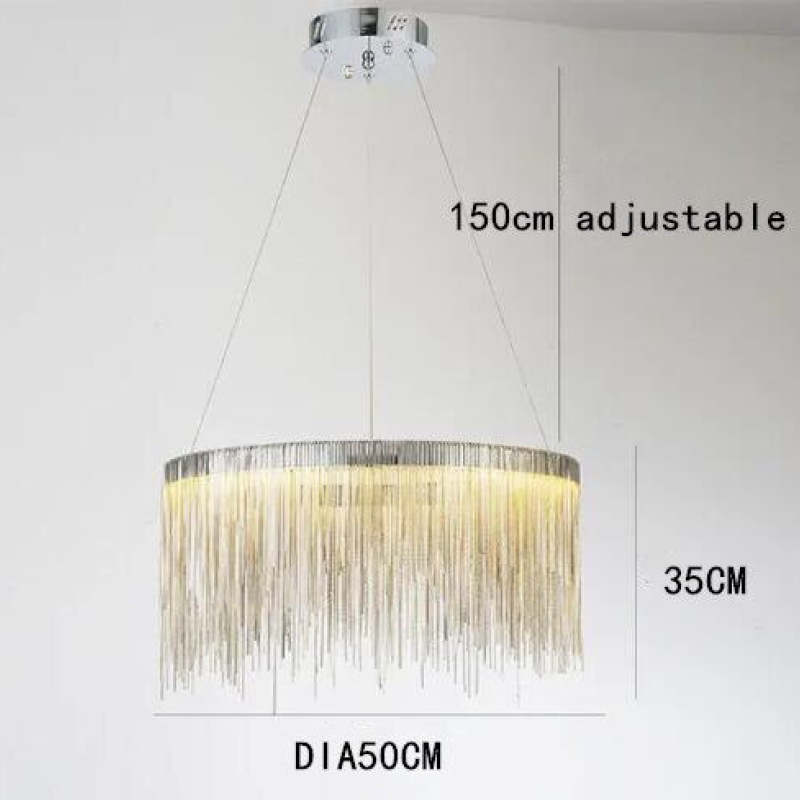 Arisha Colon Tassel Chain Art Deco Pendant Light Silver/Gold Living Room/Hall
